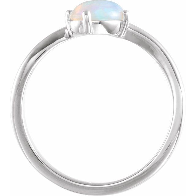 Sterling Silver Natural White Ethiopian Opal & .015 CT Natural Diamond Bypass Ring