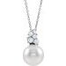 14K White Cultured White Freshwater Pearl & 1/4 CTW Natural Diamond 16-18