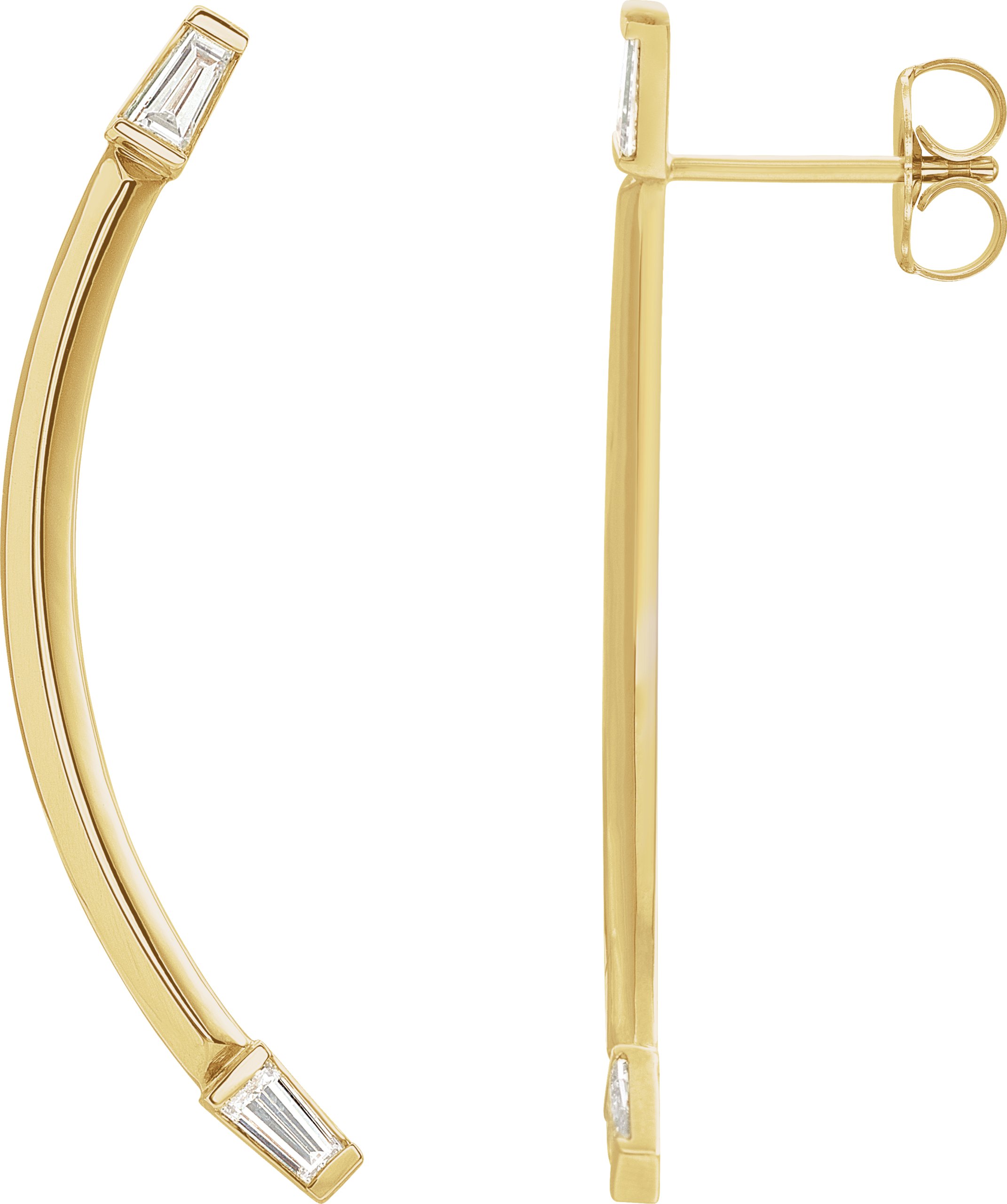 14K Yellow 1/4 CTW Diamond Curved Bar Earrings