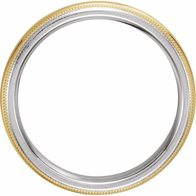 14K White/Yellow/White 4 mm Half-Round Band with Double Milgrain Size 8