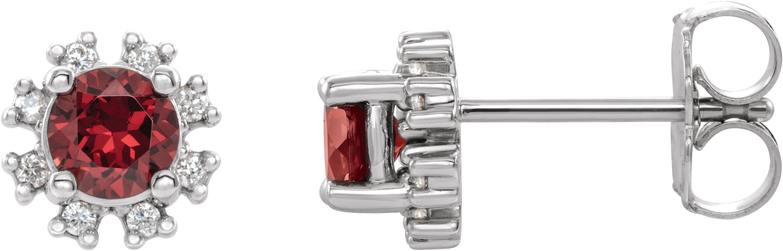 14K White Chatham® Created Ruby & 1/5 CTW Diamond Earrings