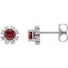 Sterling Silver Ruby and .07 CTW Diamond Earrings Ref 15389124