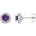 Sterling Silver 4 mm Natural Amethyst & 1/8 CTW Natural Diamond Earrings