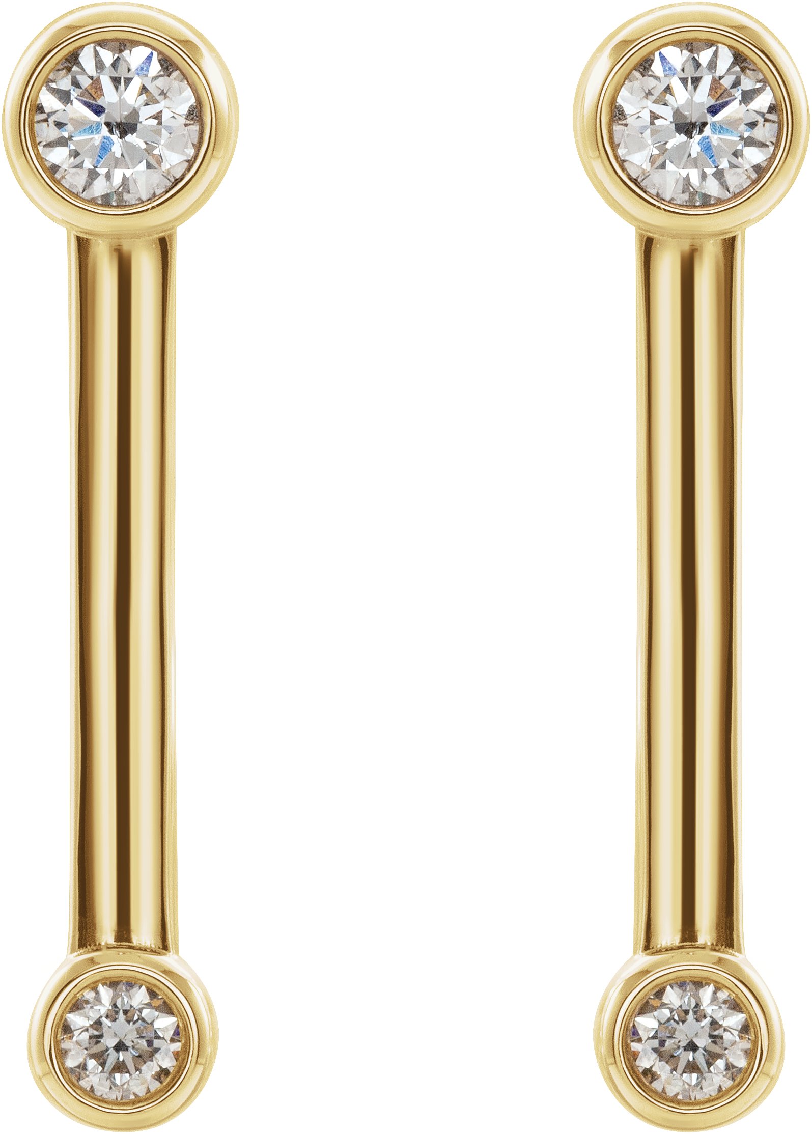 14K Yellow 1/5 CTW Diamond Bezel-Set Bar Earrings