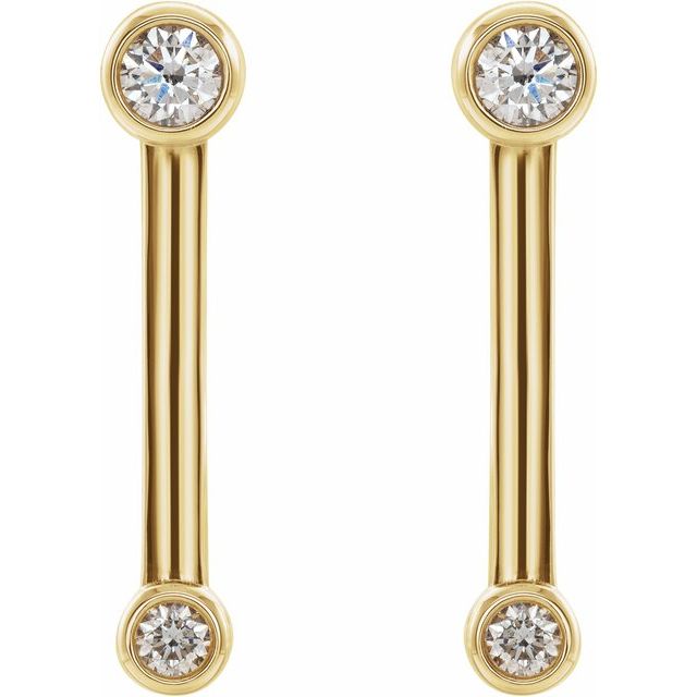 14K Yellow 1/5 CTW Natural Diamond Bezel-Set Bar Earrings