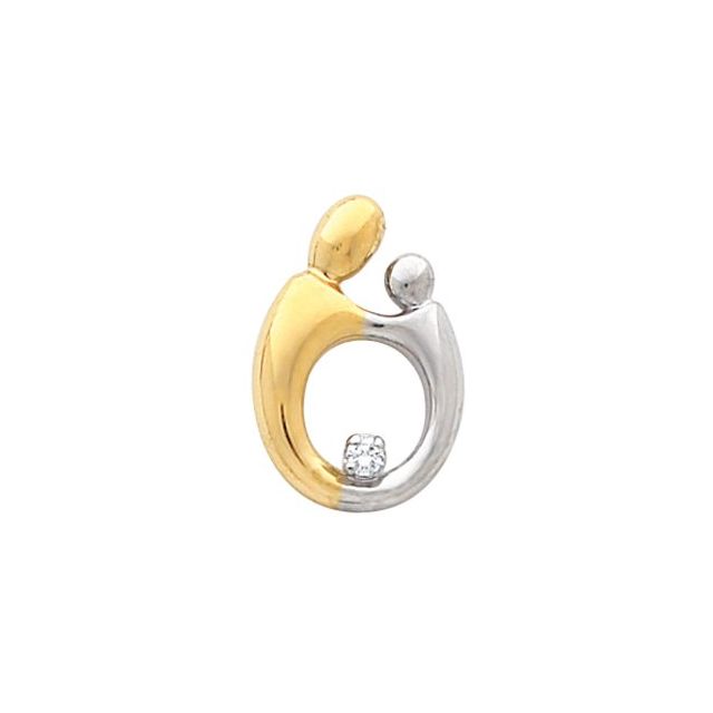 14K Yellow/White .05 CT Natural Diamond Mother and Child® Slide Pendant
