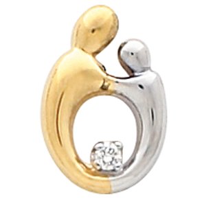 14K Yellow/White .03 CT Diamond Mother and Child® Slide Pendant