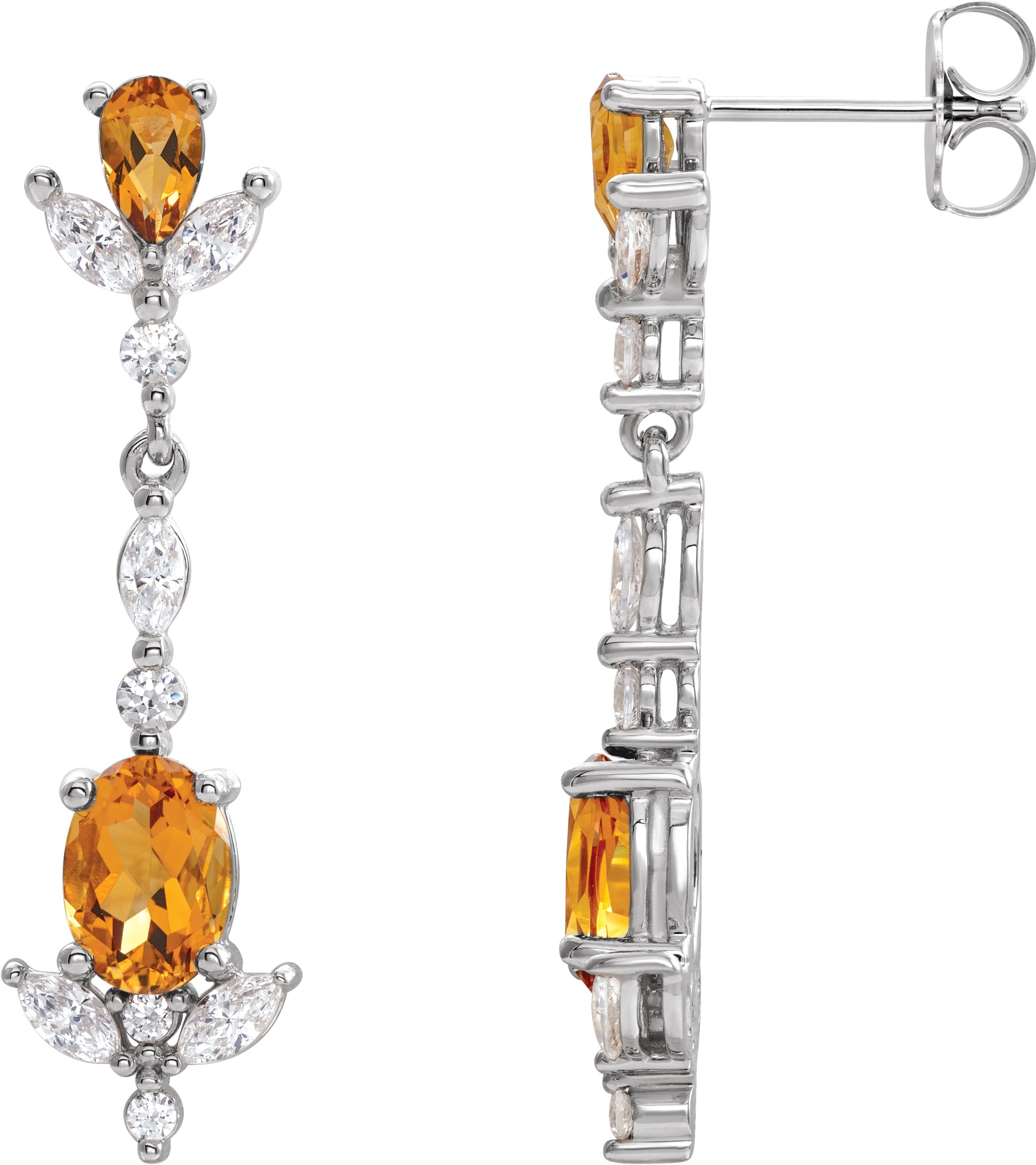 14K White Citrine and .75 CTW Diamond Earrings Ref 16078119