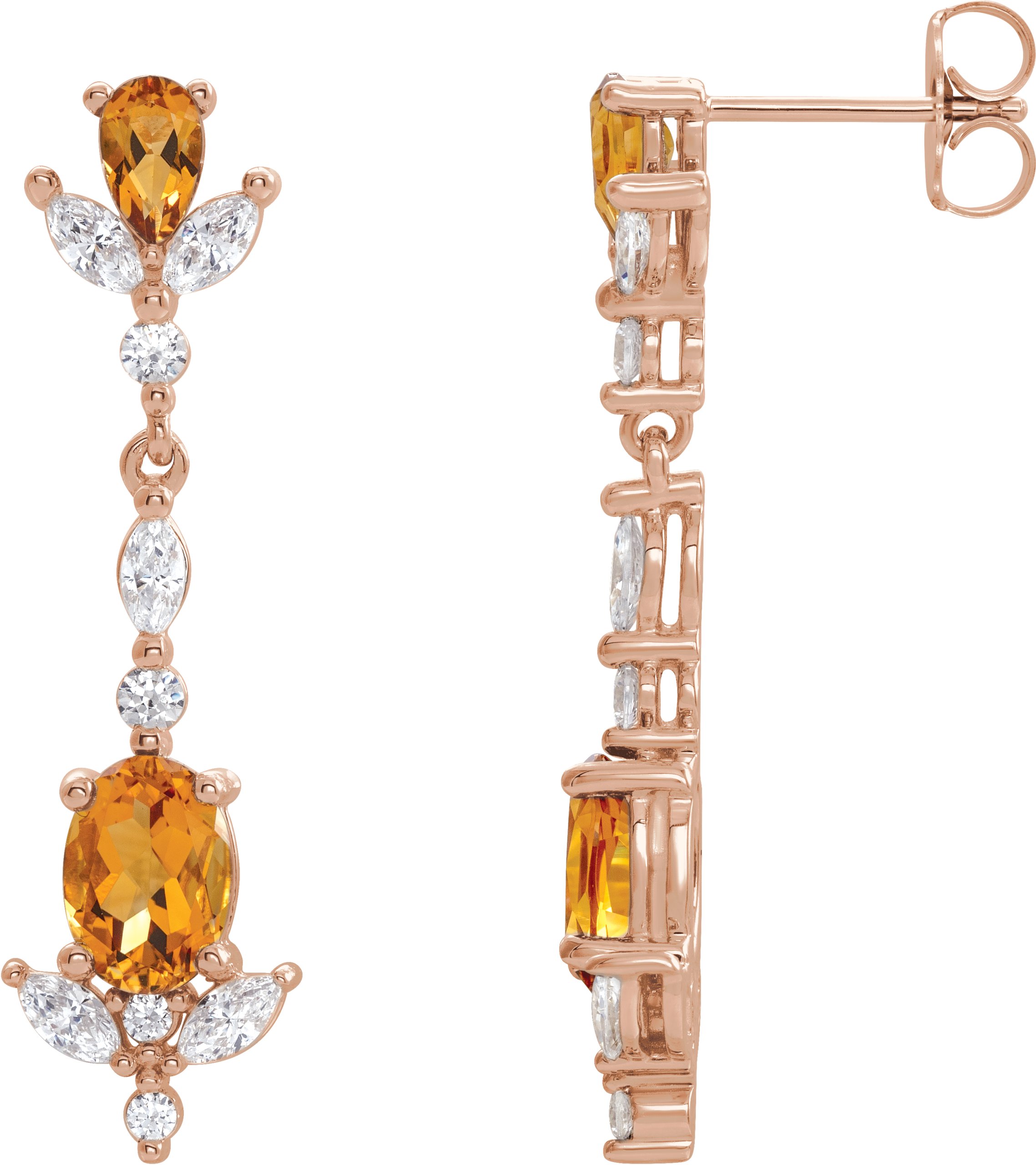 14K Rose Citrine and .75 CTW Diamond Earrings Ref 16078121