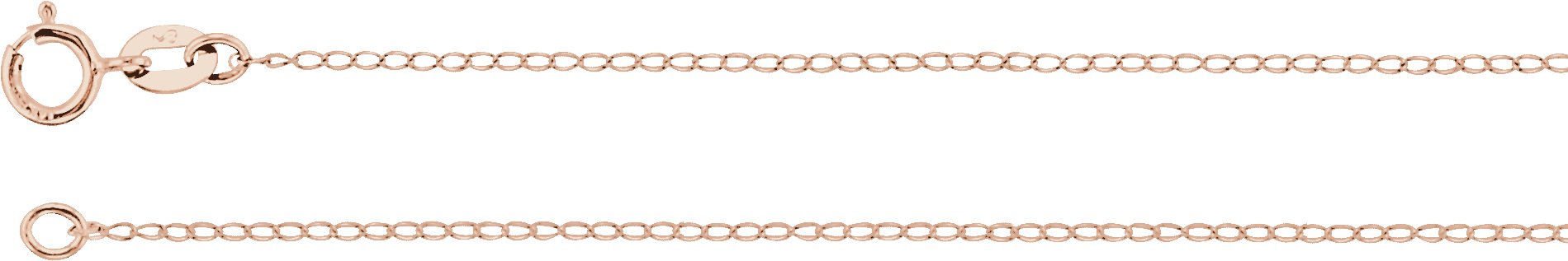 14K Rose 1 mm Baby Curb 20" Chain