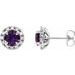 14K White 6 mm Natural Amethyst & 1/3 CTW Natural Diamond Halo-Style Earrings