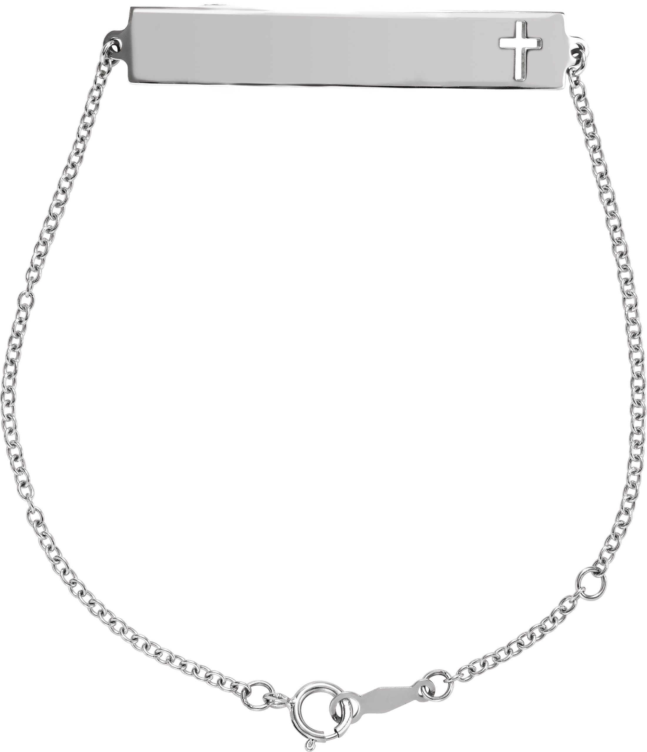 Platinum Pierced Cross Engravable Bar 6 1/2-7 1/2