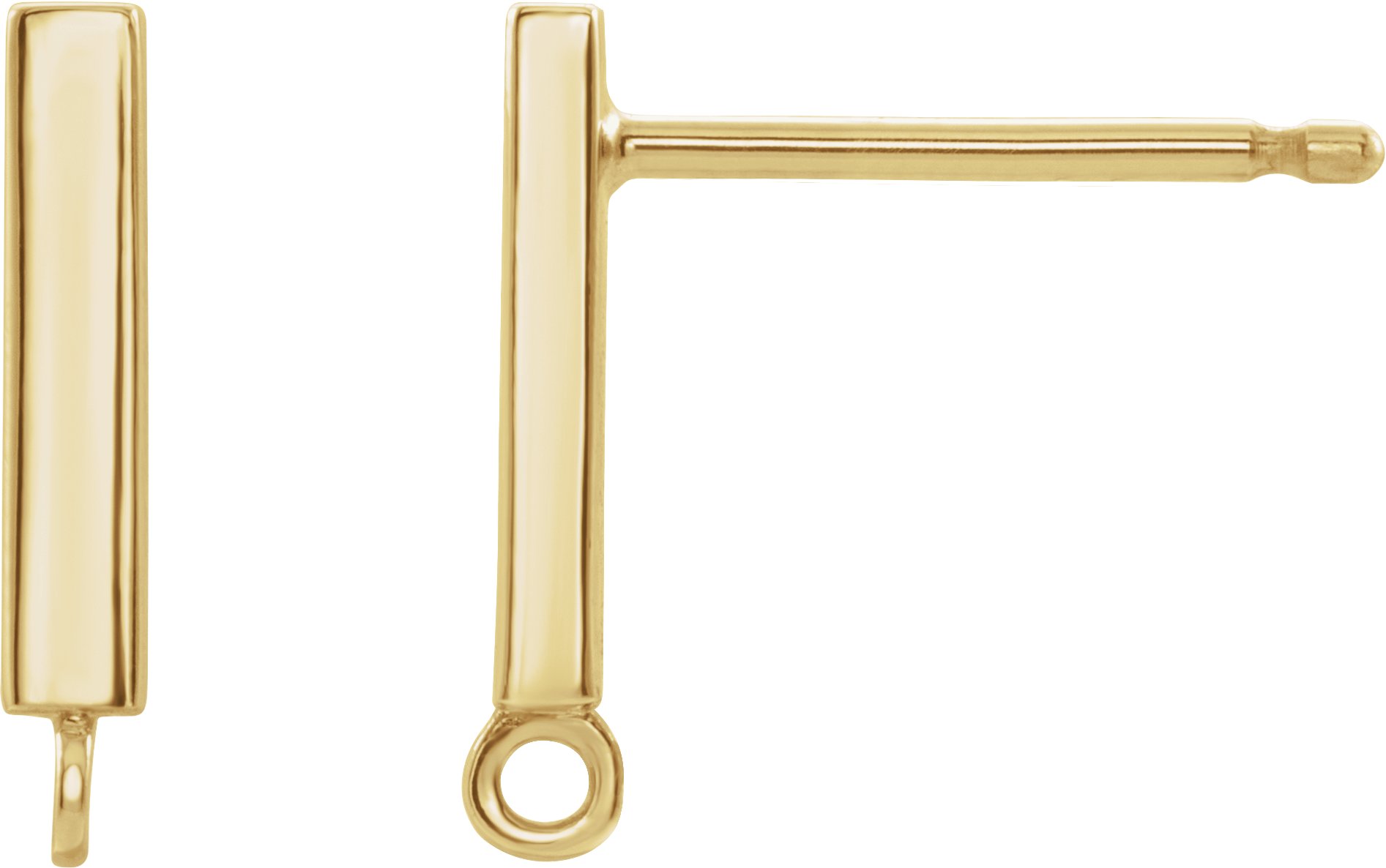 18K Yellow Bar Earring Top