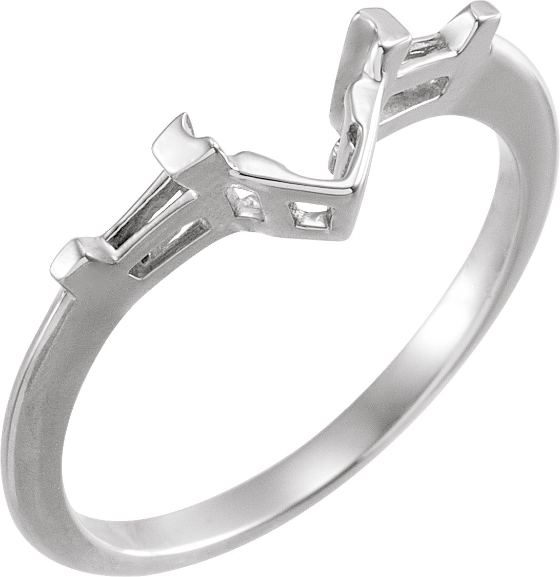 V-End Prong Baguette Accented Engagement Ring or Band
