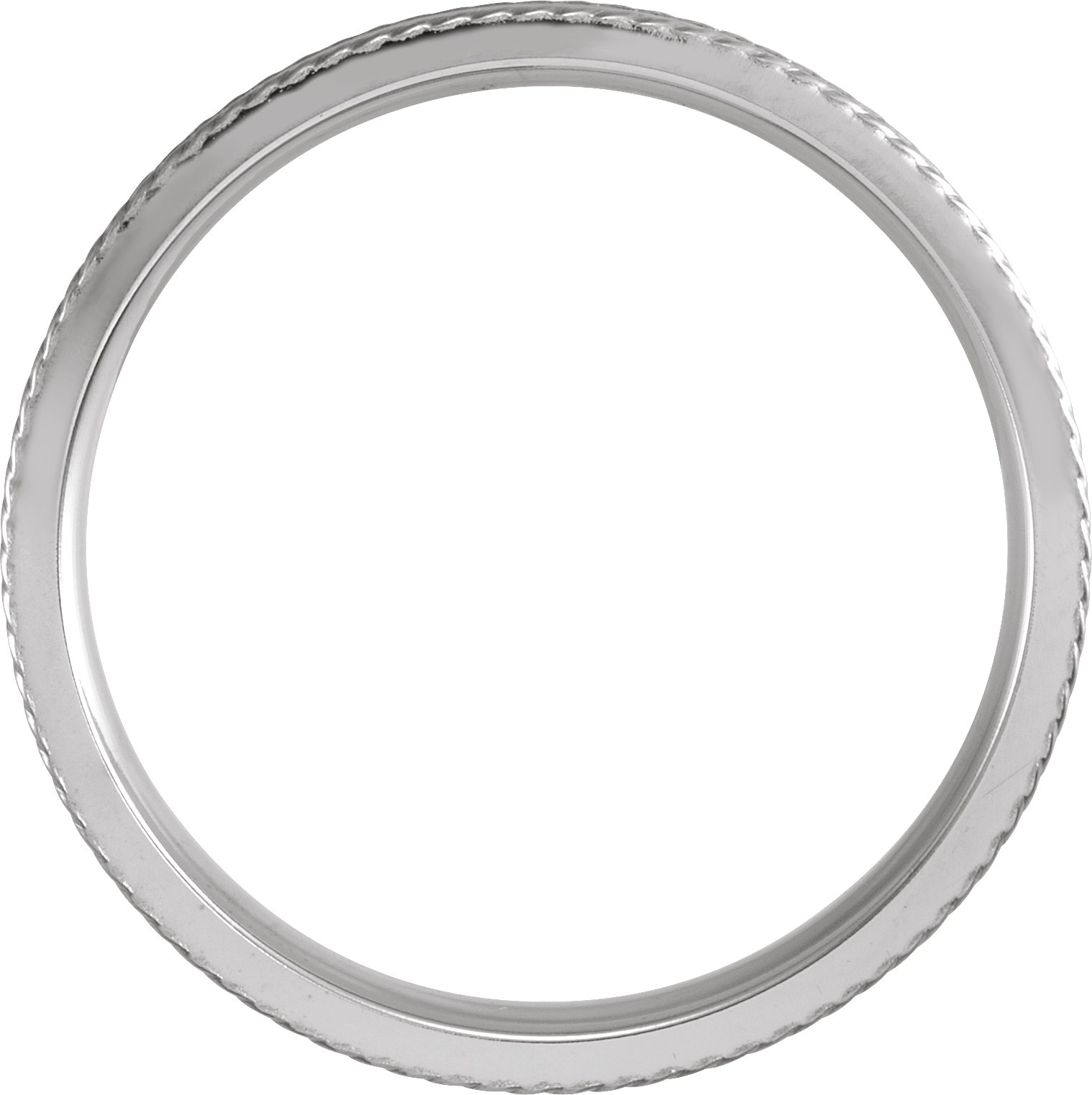 Alternative view of Comfort-Fit Rope Edge Grooved Band – 10K White Gold