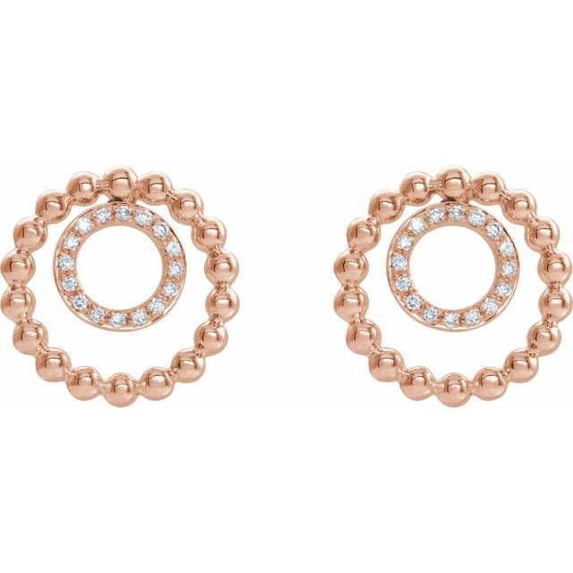 14K Rose  1/10 CTW Diamond Beaded Circle Earrings