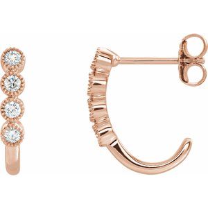 14K Rose 1/4 CTW Natural Diamond J-Hoop Earrings
