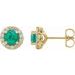 14K Yellow 5.5 mm Lab-Grown Emerald & 1/4 CTW Natural Diamond Earrings