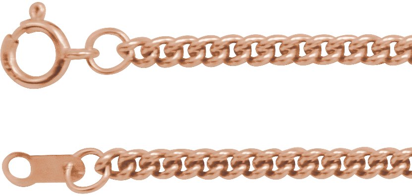 14K Rose 2.25 mm Curb 18