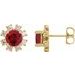 14K Yellow Lab-Grown Ruby & .06 CTW Natural Diamond Earrings