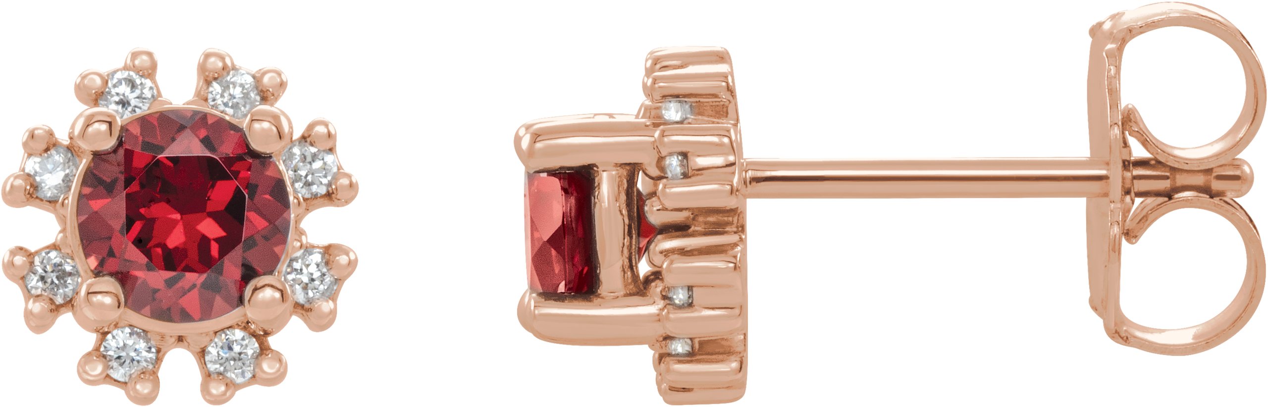 14K Rose Ruby and .20 CTW Diamond Earrings Ref 15389478