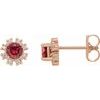 14K Rose Chatham Created Ruby and .07 CTW Diamond Earrings Ref 15389127
