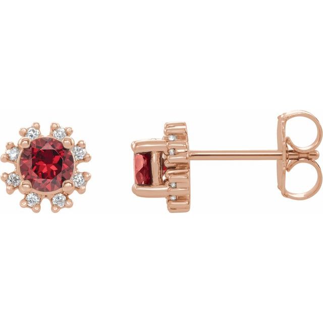 14K Rose Natural Ruby & 1/5 CTW Natural Diamond Earrings