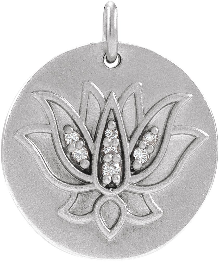 14K White .025 CTW Natural Diamond Lotus Pendant