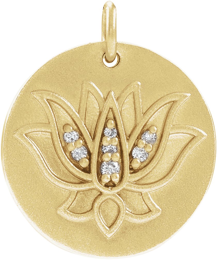 14K Yellow .025 CTW Natural Diamond Lotus Pendant