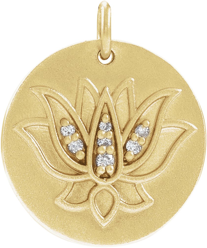 14K Yellow .025 CTW Diamond Lotus Pendant Ref. 15758397