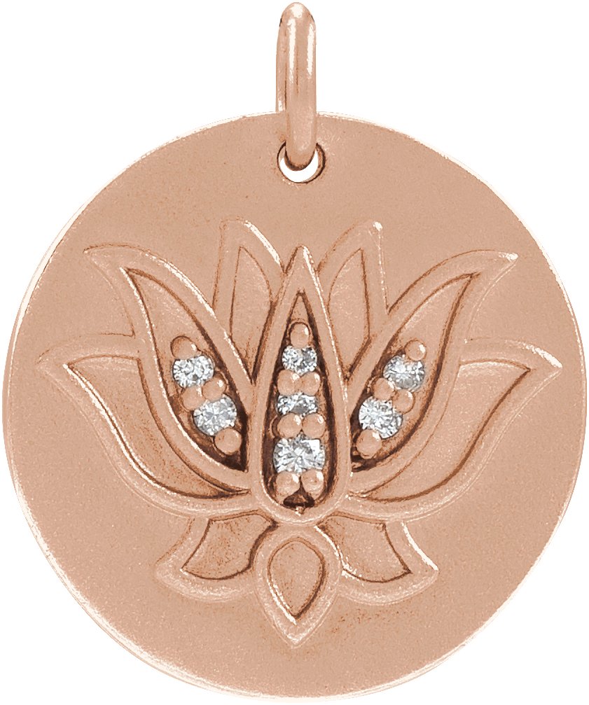 14K Rose .025 CTW Diamond Lotus Pendant