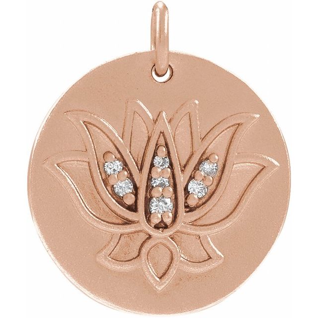 14K Rose .025 CTW Natural Diamond Lotus Pendant