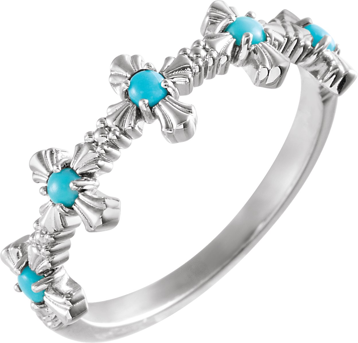 Sterling Silver Natural Turquoise Cross Ring