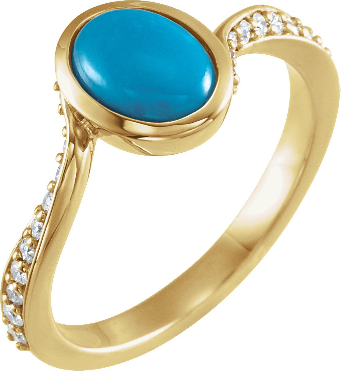 14K Yellow Turquoise & 1/5 CTW Diamond Ring