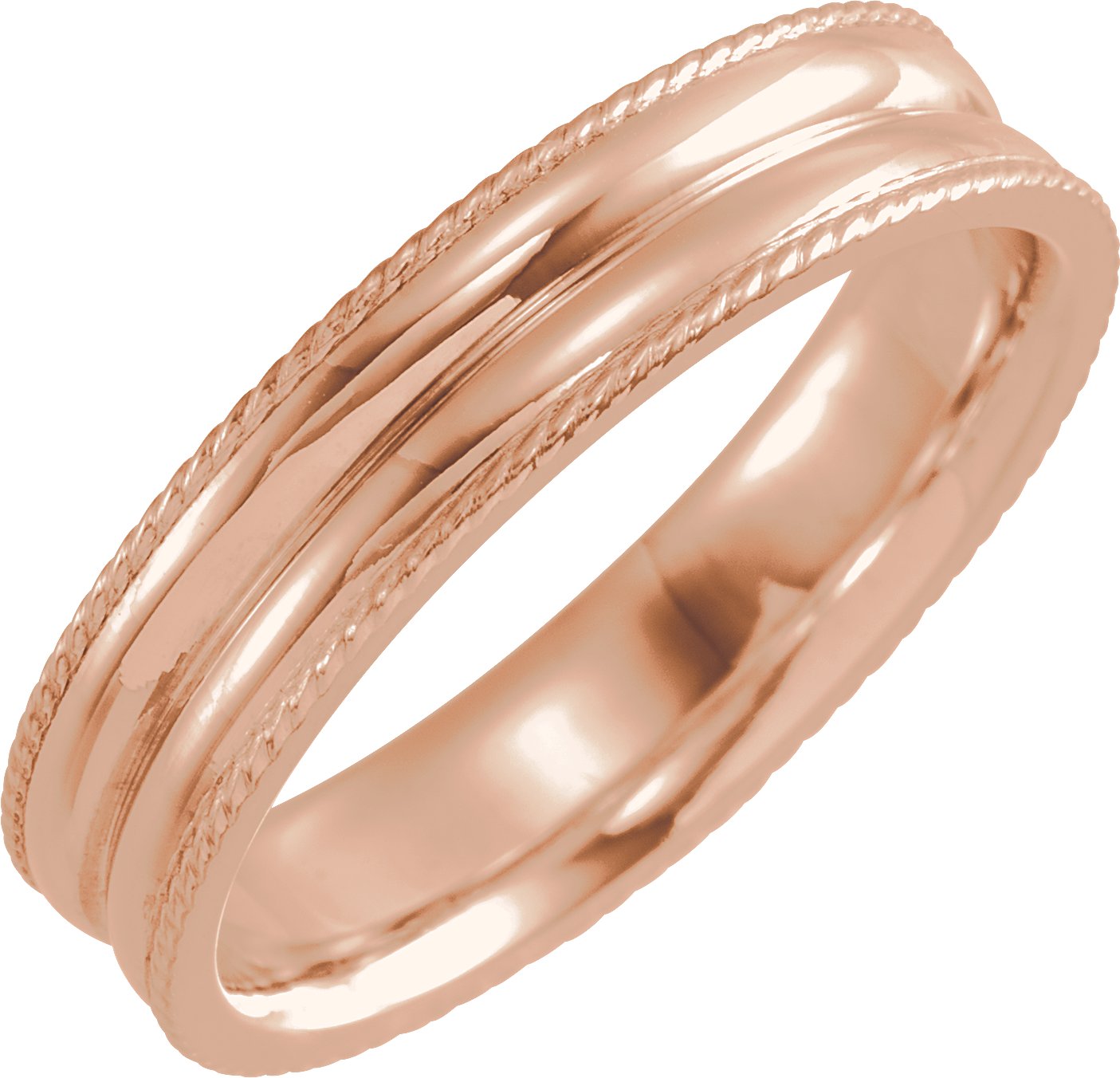 Rope Edge Grooved Comfort-Fit Concave Band
