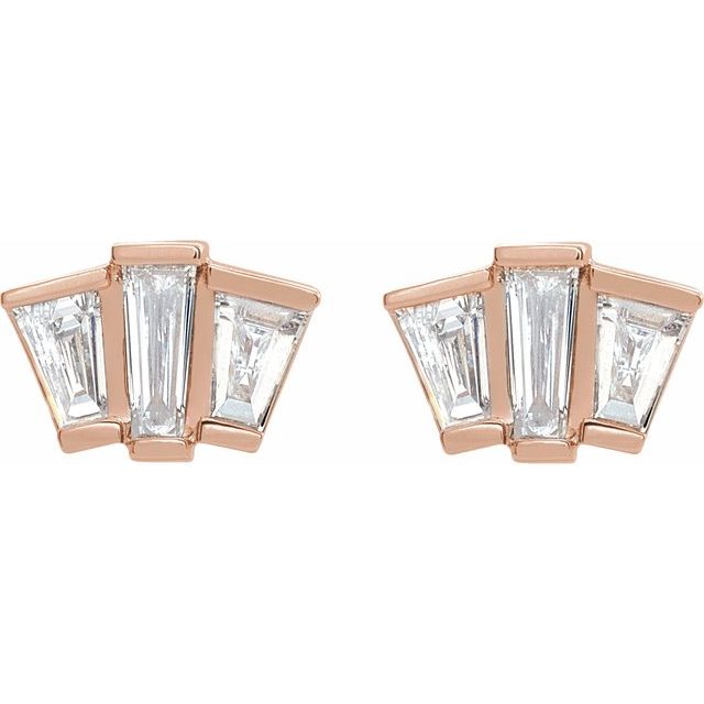 14K Rose 1/3 CTW Natural Diamond Geometric Cluster Earrings
