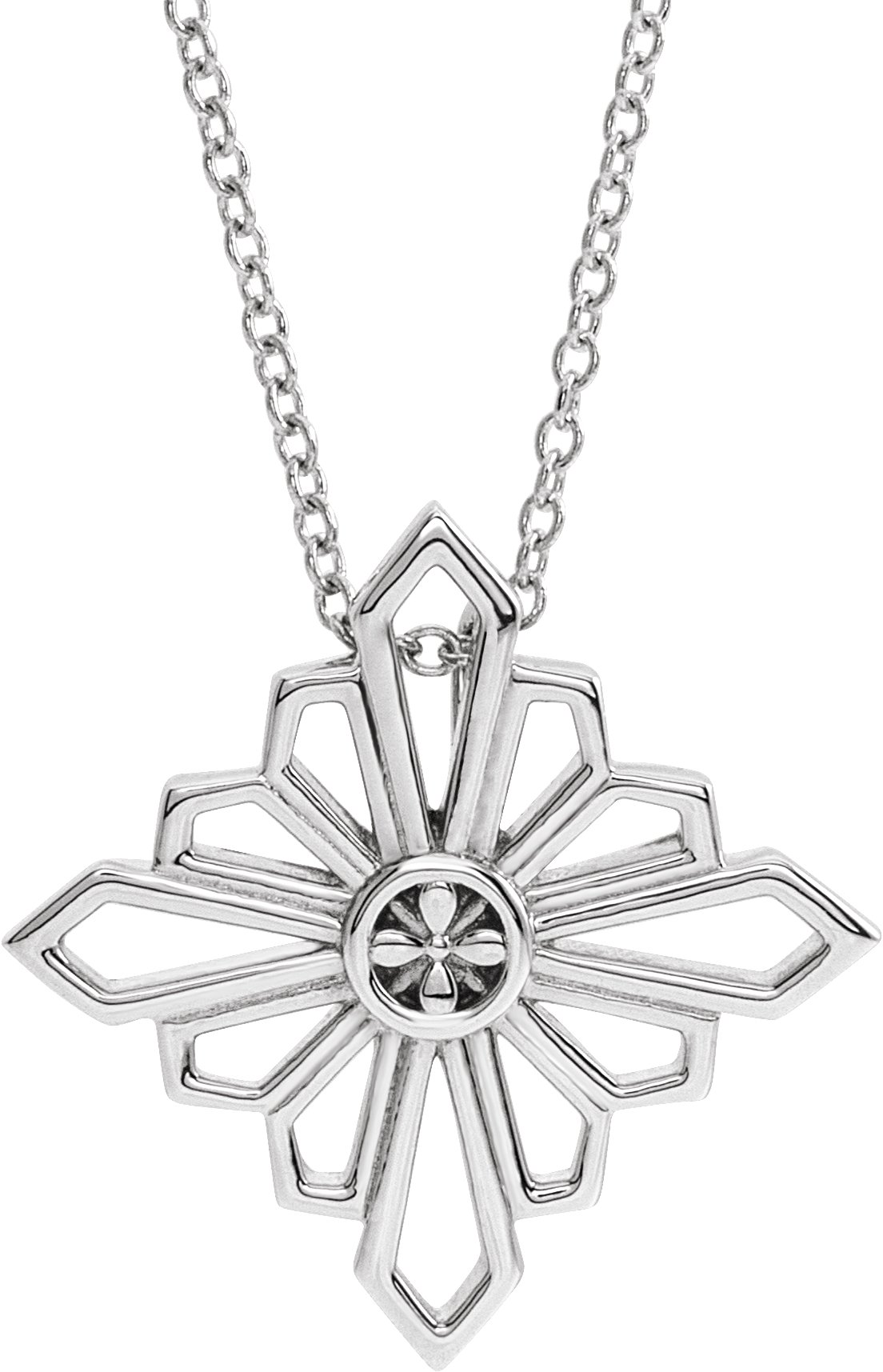 14K White Vintage-Inspired Geometric 16-18" Necklace