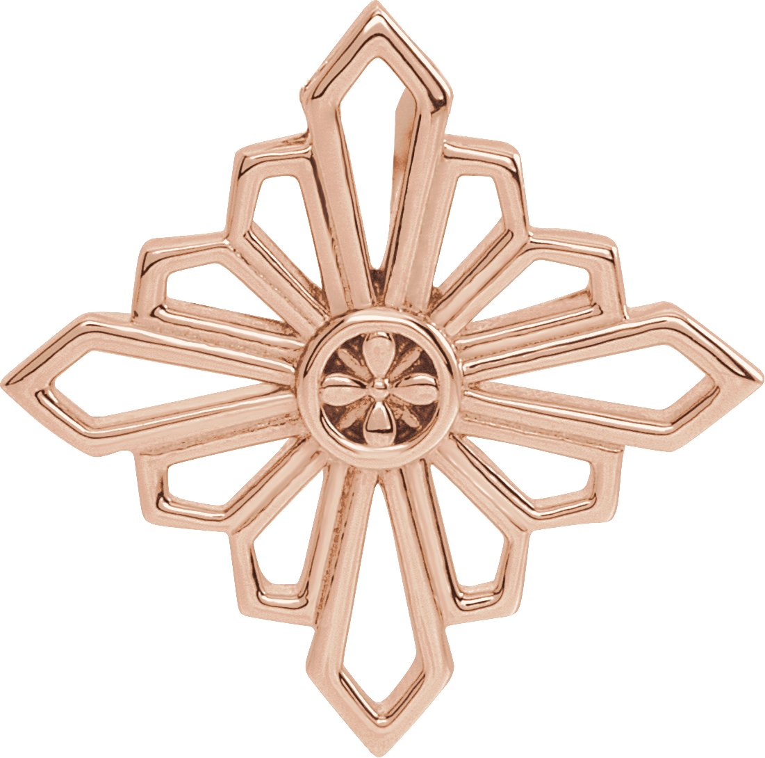 14K Rose 19.36x19.36 mm Vintage-Inspired Geometric Pendant