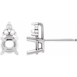 Round 4-Prong Earring with .030" Post & Trio Accent