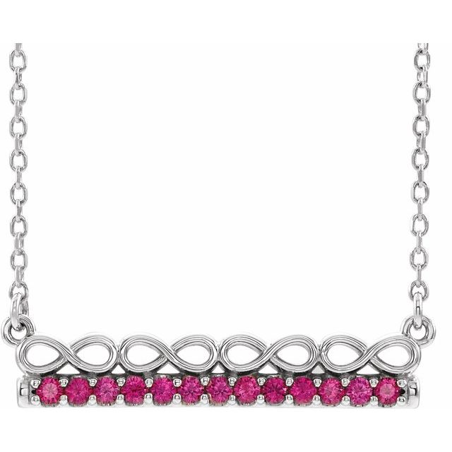 Sterling Silver Natural Ruby Infinity-Inspired Bar 16
