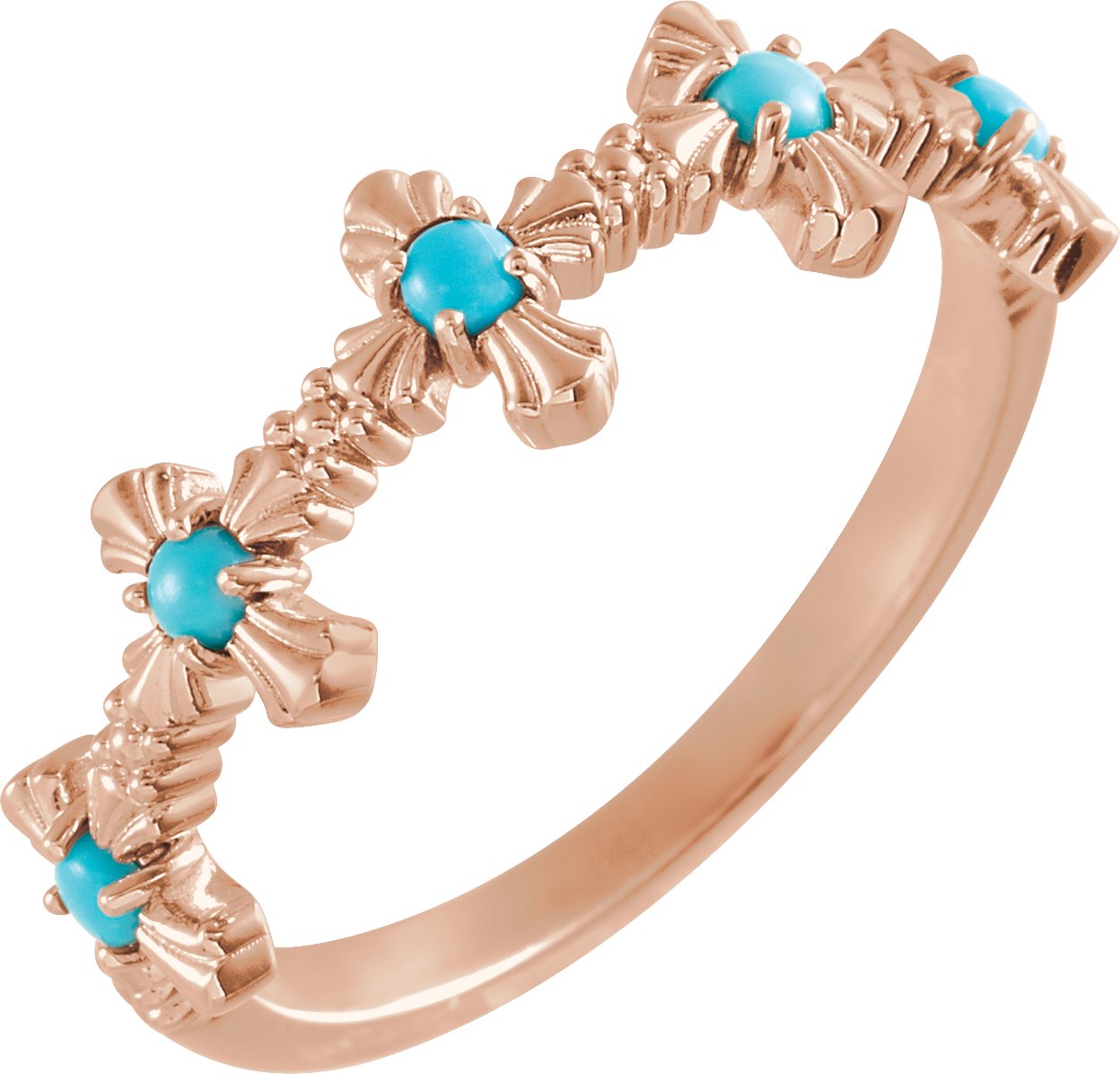 14K Rose Turquoise Cross Ring Ref 16113216