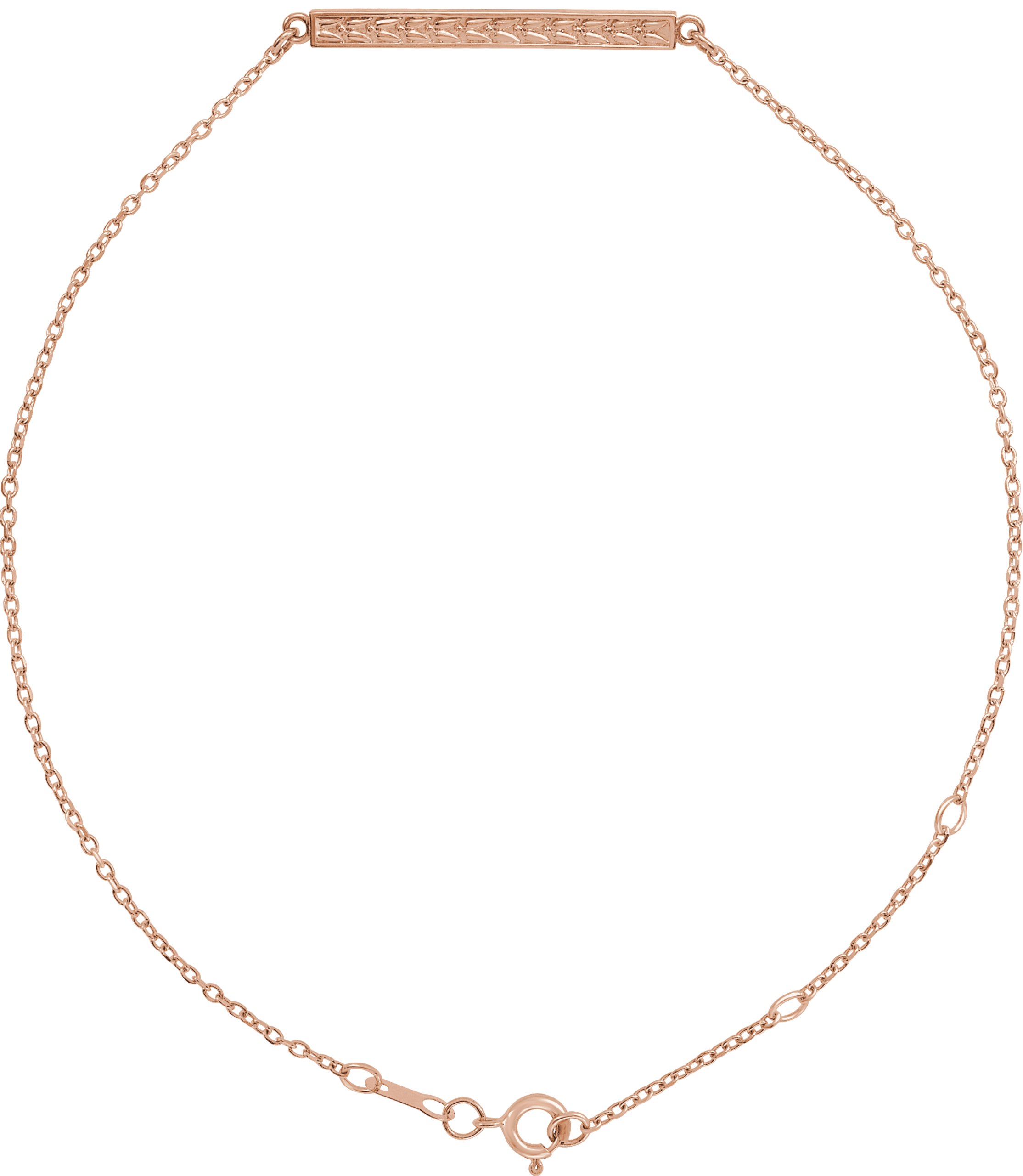 14K Rose Patterned Bar Bracelet