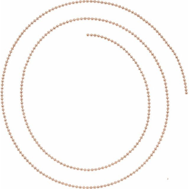 14K Rose 1 mm Hollow Bead Chain by the Inch