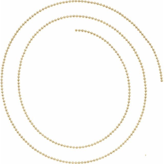 14K Yellow 1 mm Bead Chain by the Inch