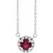 Sterling Silver 3.5 mm Lab-Grown Ruby & .03 CTW Natural Diamond 18