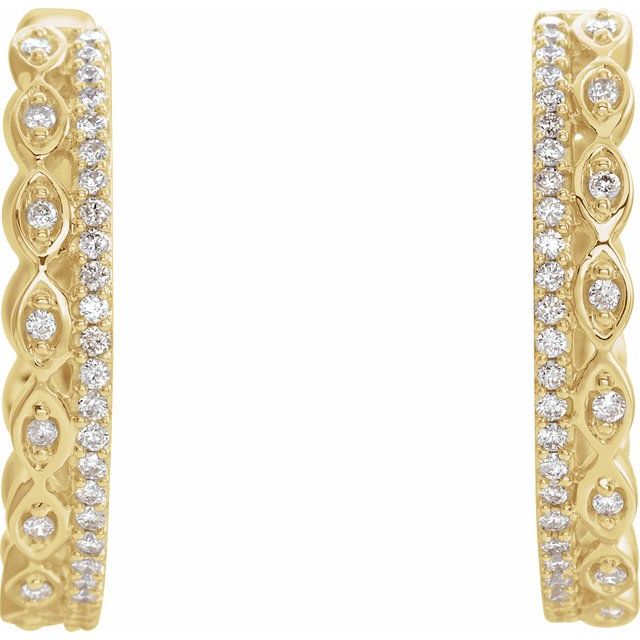 14K Yellow 1/4 CTW Diamond Geometric Hoop Earrings
