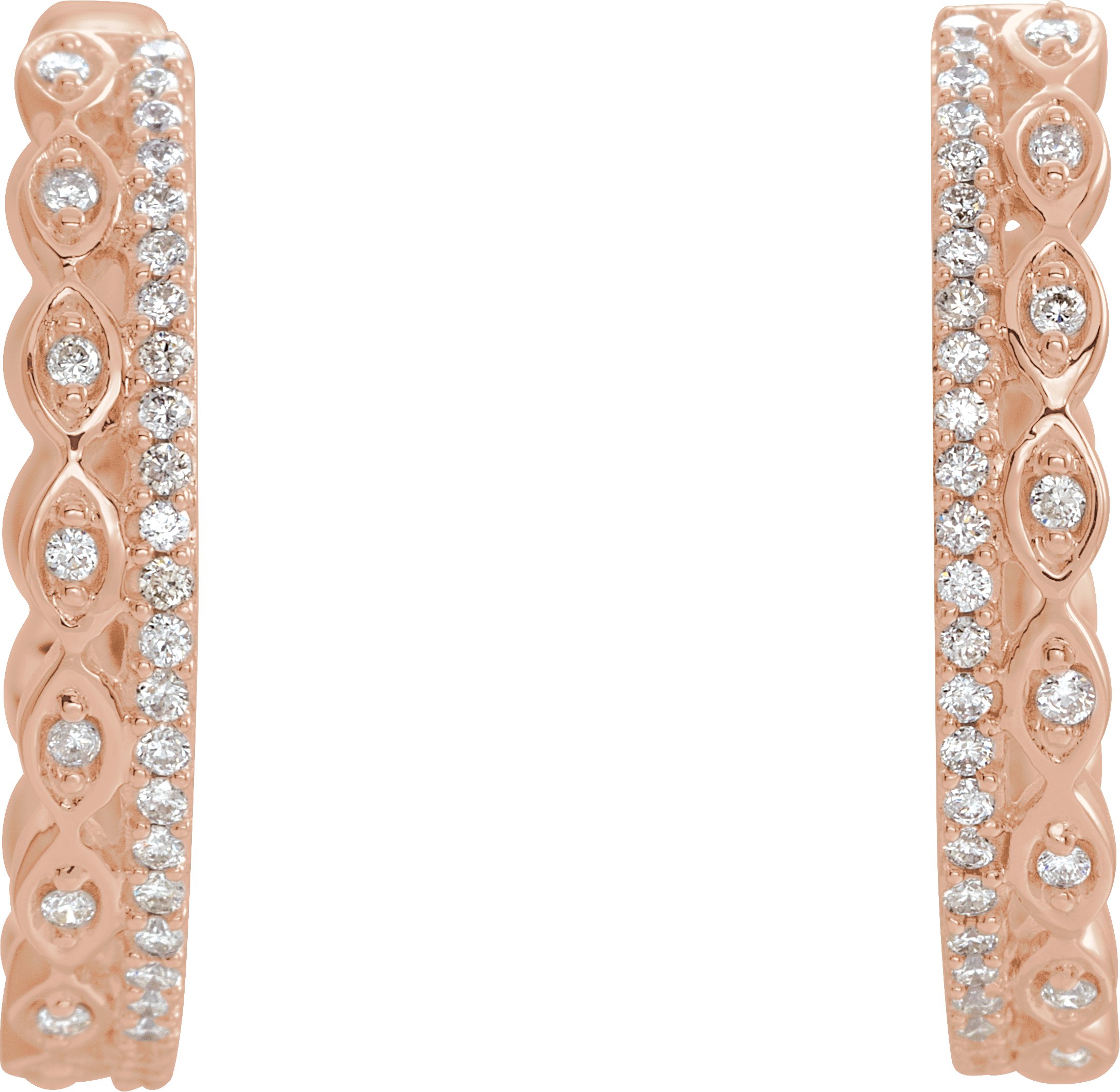 14K Rose 1/4 CTW Diamond Geometric Hoop Earrings