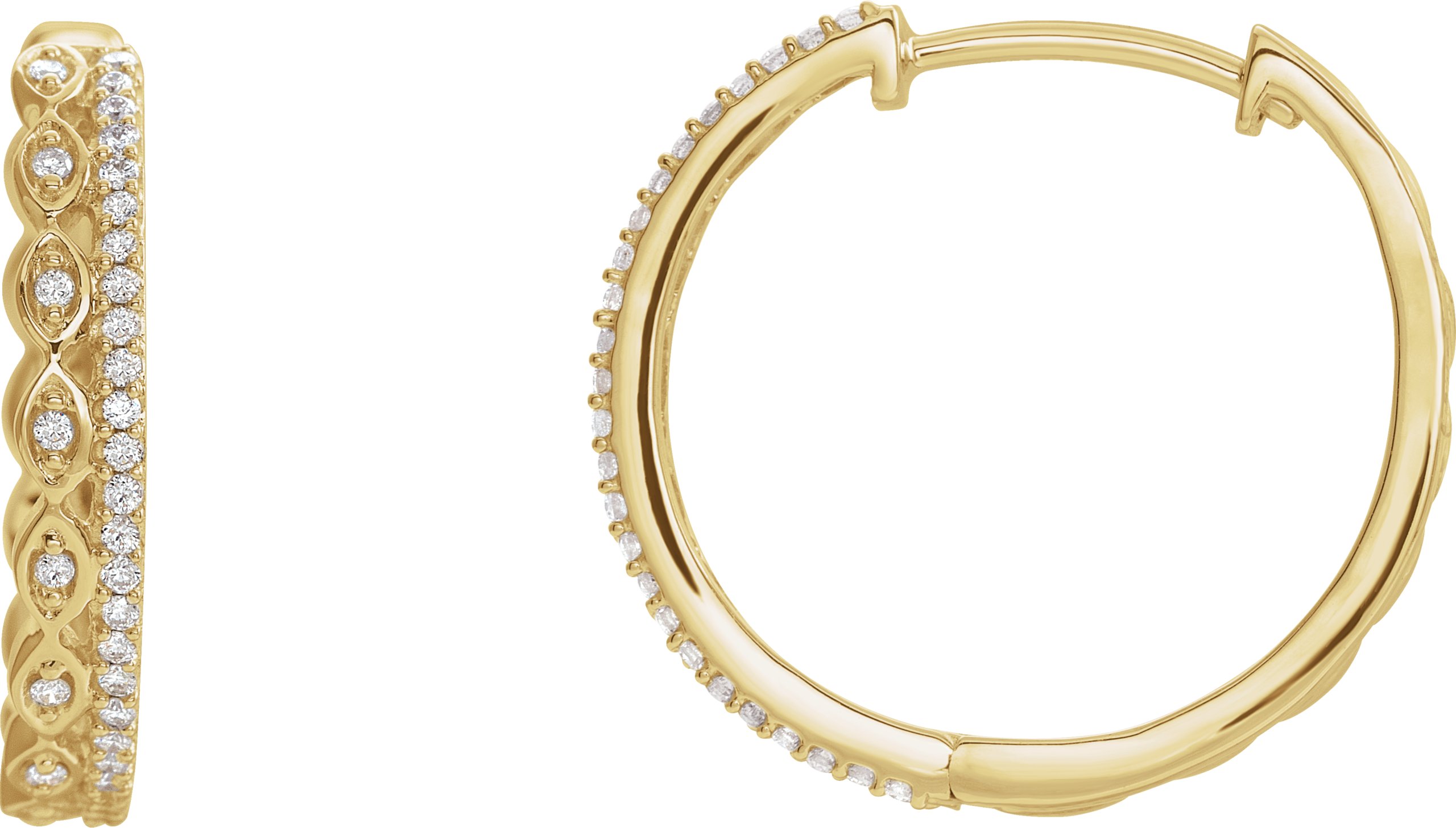 14K Yellow 1/4 CTW Natural Diamond Geometric Hoop Earrings