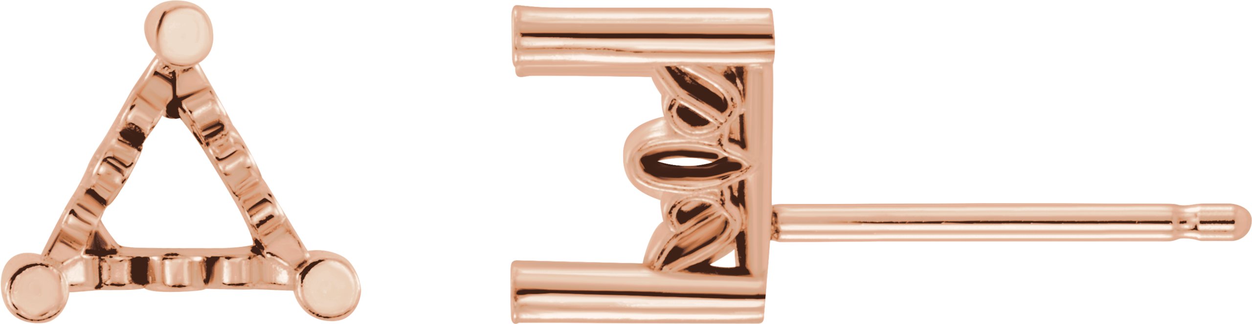 Triangle 3-Prong Scroll Setting® Stud Earrings