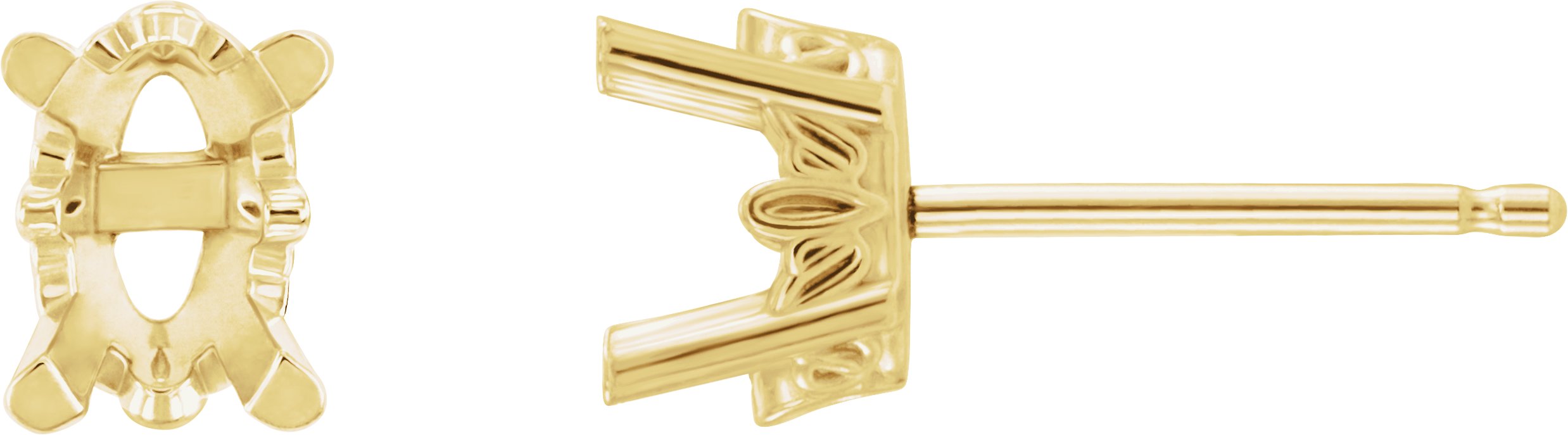 Oval 4-Prong Scroll Setting® Stud Earrings